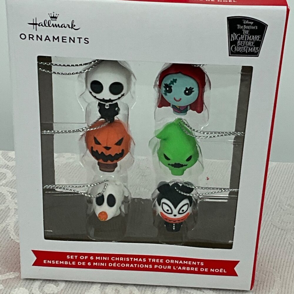 Disney Hallmark Ornaments 6 Mini Christmas Tree Set Nightmare Before‎ Christmas